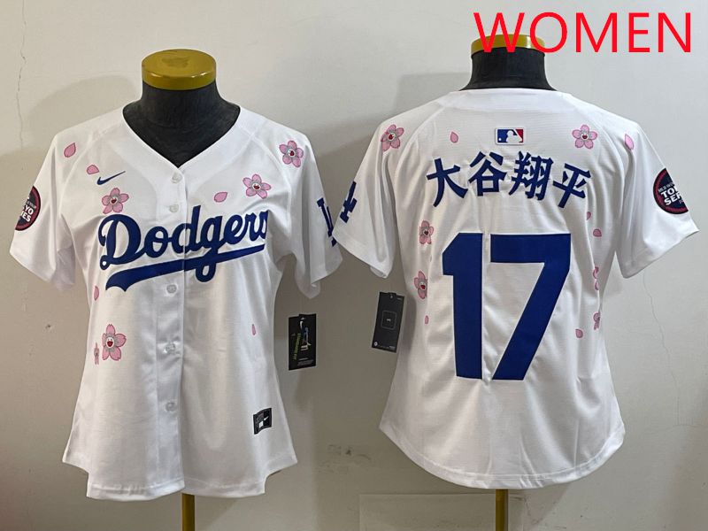 Women Los Angeles Dodgers #17 Ohtani White Sakura Edition 2025 Nike MLB Jersey style 9